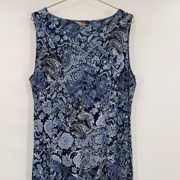 Michael Kors Plus Arabesque Paisley Navy Blue Sleeveless Maxi Sun Dress 2X NWT - Picture 6 of 13